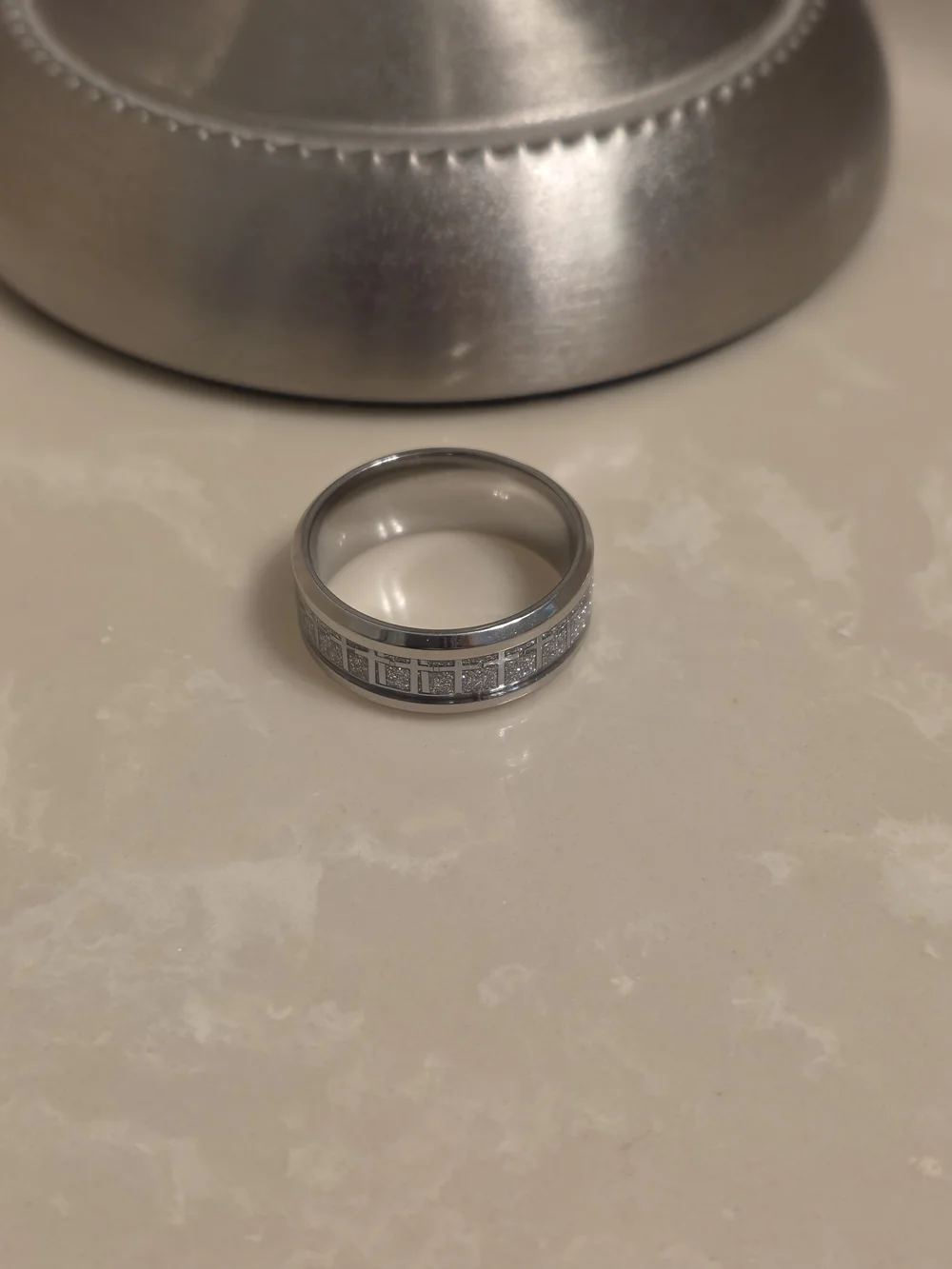 Men's Brushed Silver Stainless Steel Cross Ring Size 8